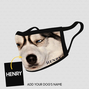 Personalized Dog Gift Idea - Alaskan Malamute Face With Sleepy Eyes Zoom In For Dog Lovers - Cloth Mask